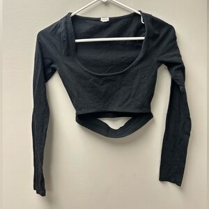 Garage Women’s Black Long Sleeve Cutout Cropped Top